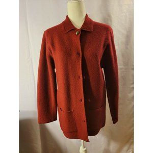 Charter Club Women's Wool Button Up Jacket Petite Small Red